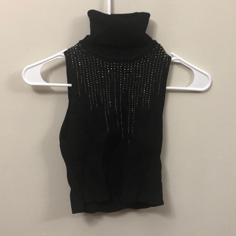ZARA Black High neck short sleeve sweater.